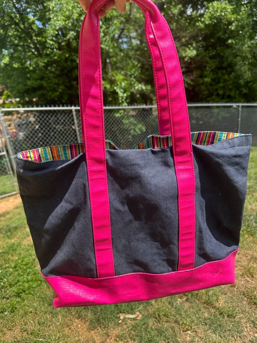 Givvy Canvas Tote Bag with Hot Pink Trim GIVVY